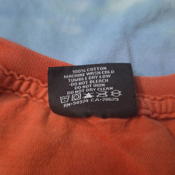 Stussy Graphic T-Shirt L Orange Blue Urban Style Short Sleeve Crew Neck - Picture 5 of 6